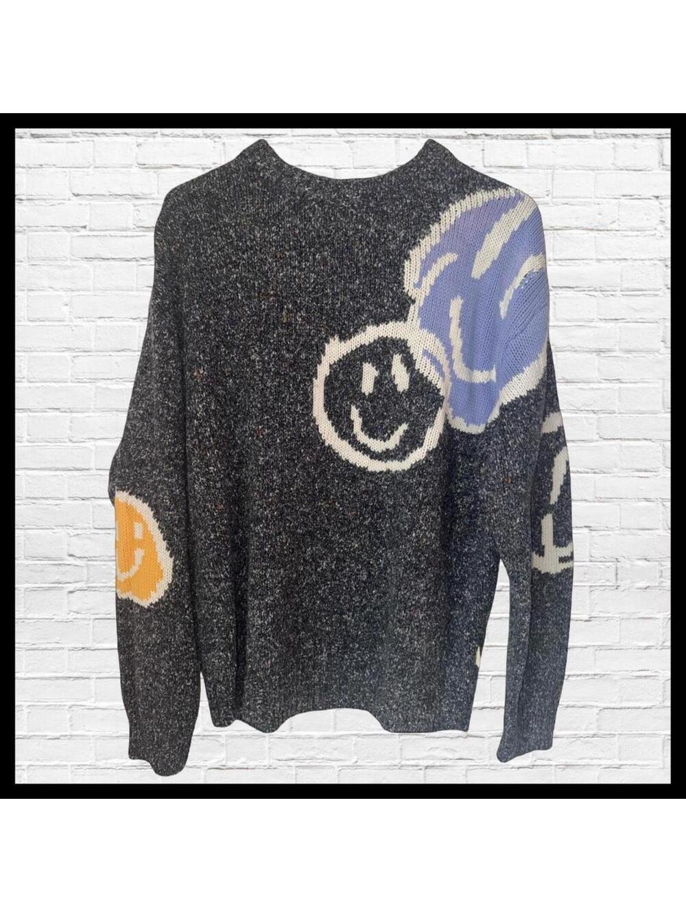 Urban Outfitters Men's Grey and Black Jumper